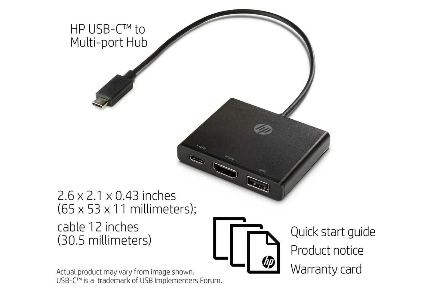 Original HP USB-C to Multi-Port Hub, external HDMI, USB-C, USB 3.0, 1BG94AA, 918965-001, 919666-001