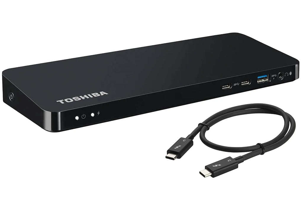 Toshiba PA5281U-1PRP Thunderbolt 3 Docking Station - Black 2x HDMI, 1x DisplayPort, 1x Mini DisplayPort, 1x VGA , 2 x Type-C ports, 1 x Ethernet , DC-IN