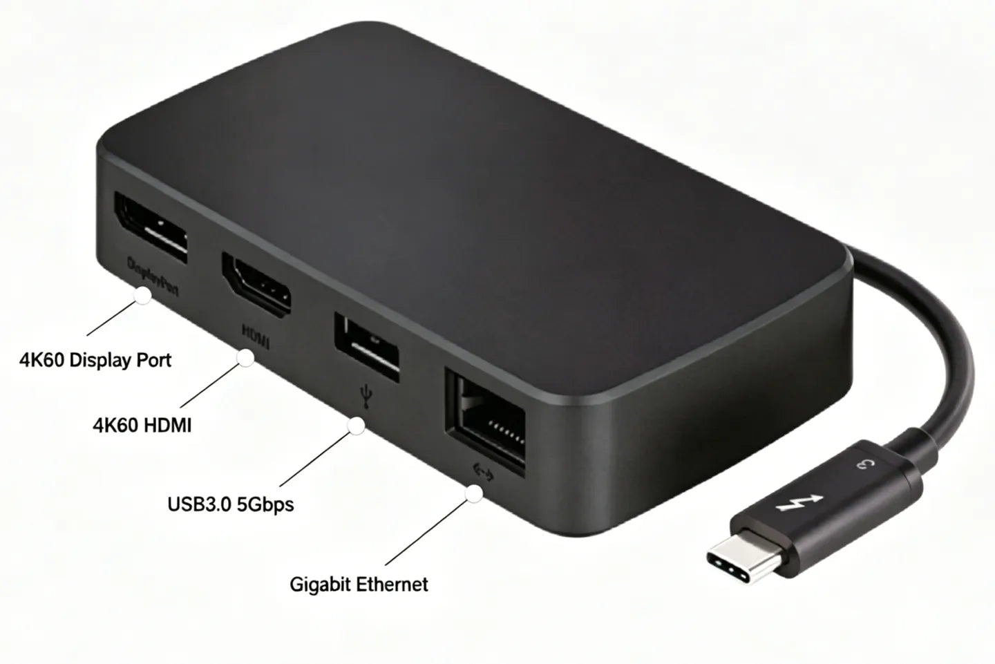 LINTES Portable Thunderbolt 3 Dock with Dual 4K 60Hz USB 3.0 PCI-E Gigabit Ethernet Adapter