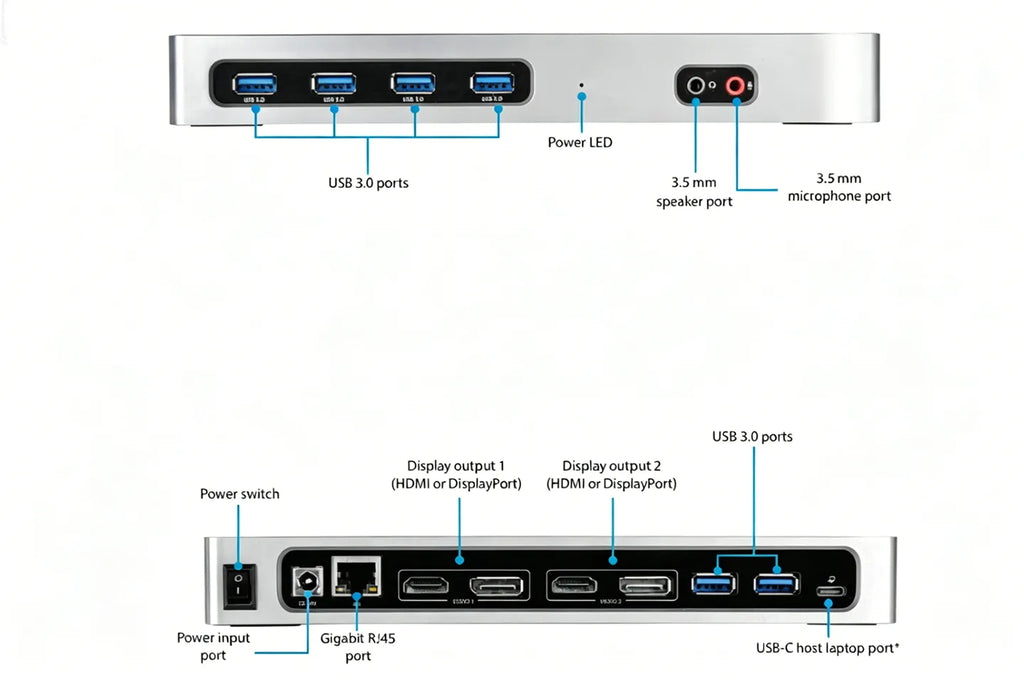 StarTehc DK30A2DH displaylink Dual Monitor 4K 60Hz&nbsp; 6x USB Type-A, GbE Mac/Windows