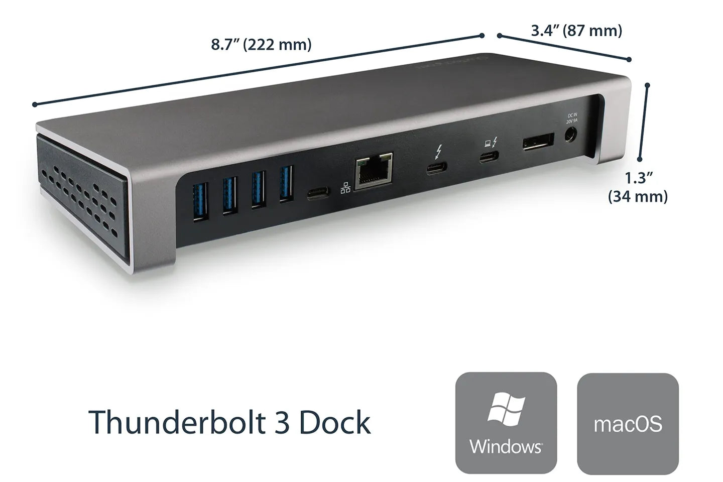 StarTech TB3DOCK2DPPD Thunderbolt 3 Dock - Dual Monitor 4K 60Hz with DisplayPort - 85W Power