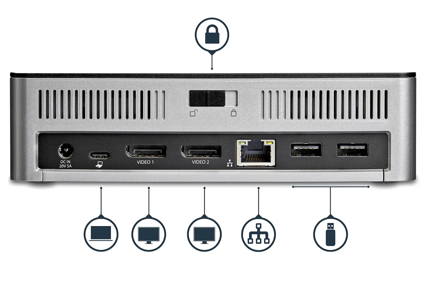 StarTech MST30C2HDPPD Dual-Monitor USB-C Dock for Windows® - 2.5” SATA SSD/HDD Bay