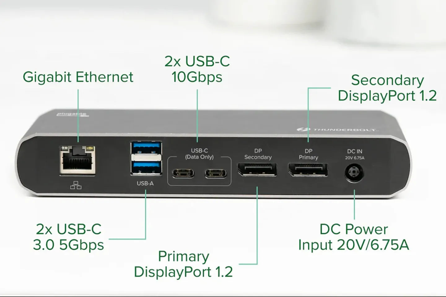 Plugable TBT3-UDC1 Thunderbolt™ and USB-C Dual Display Docking Station with 60W Host Charging