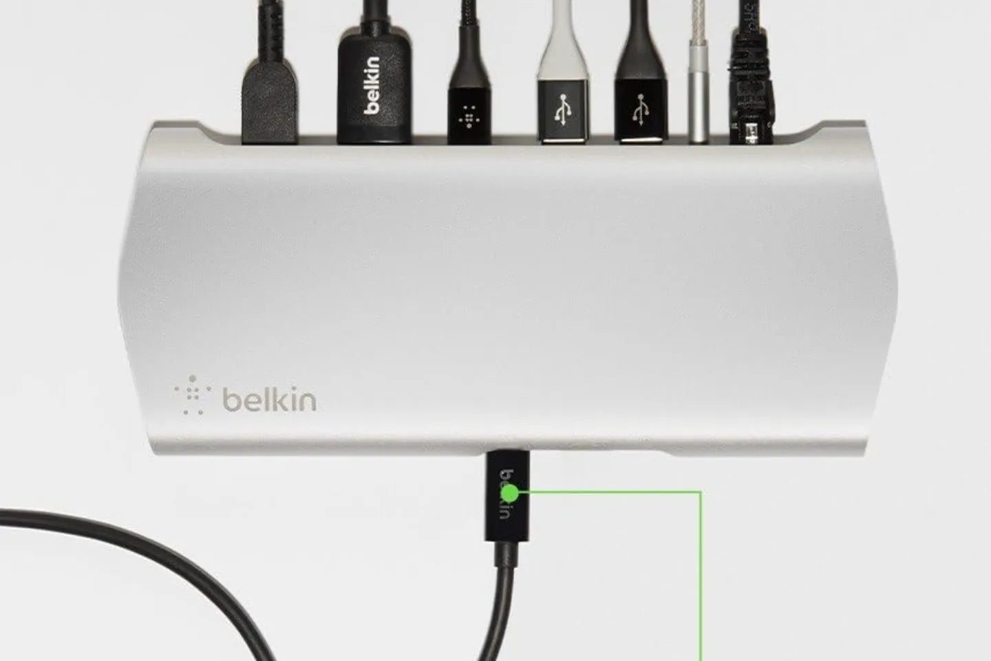 Belkin Express Dock HD F4U093 Full-Featured USB-C Dock with PD 60W Power, USB 3.0, HDMI, 3.5mm, Gigabit Ethernet.