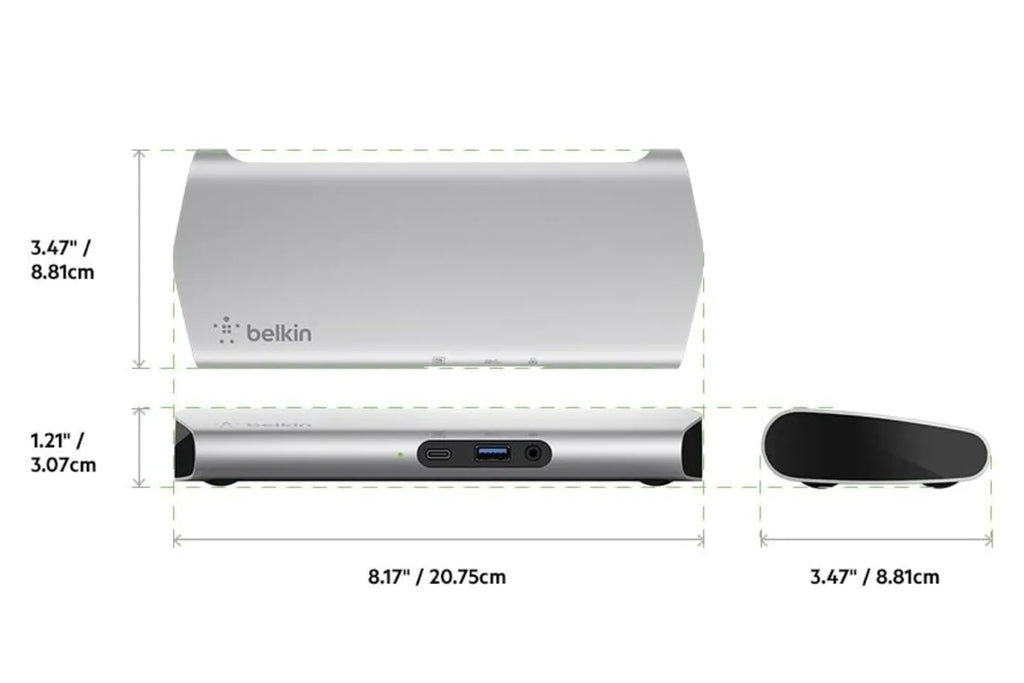 Belkin Express Dock HD F4U093 Full-Featured USB-C Dock with PD 60W Power, USB 3.0, HDMI, 3.5mm, Gigabit Ethernet.