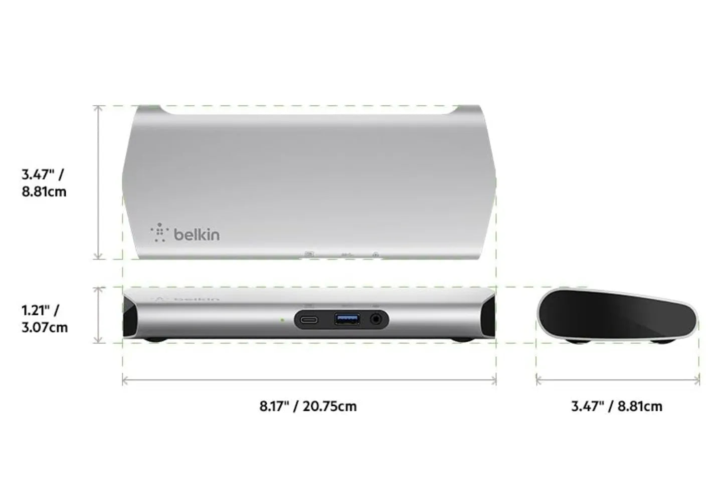 Belkin Express Dock HD F4U093 Full-Featured USB-C Dock with PD 60W Power, USB 3.0, HDMI, 3.5mm, Gigabit Ethernet.