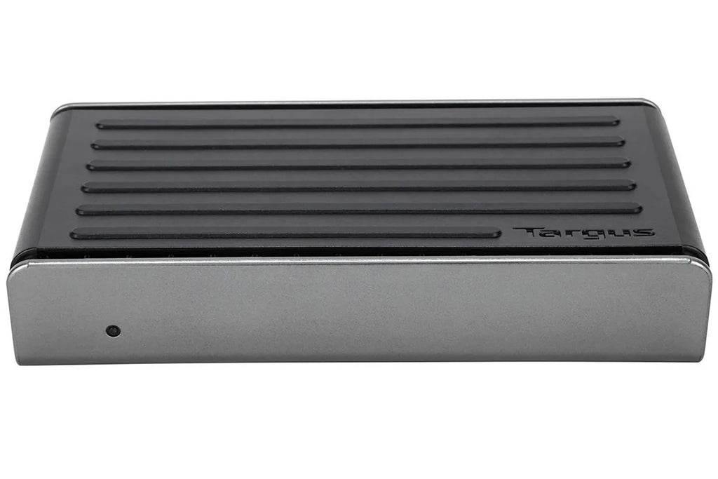 Targus full-featured C-type docking station DOCK410 with dual external monitors, USB 3.0 Gigabit Ethernet, and PD 60W power supply