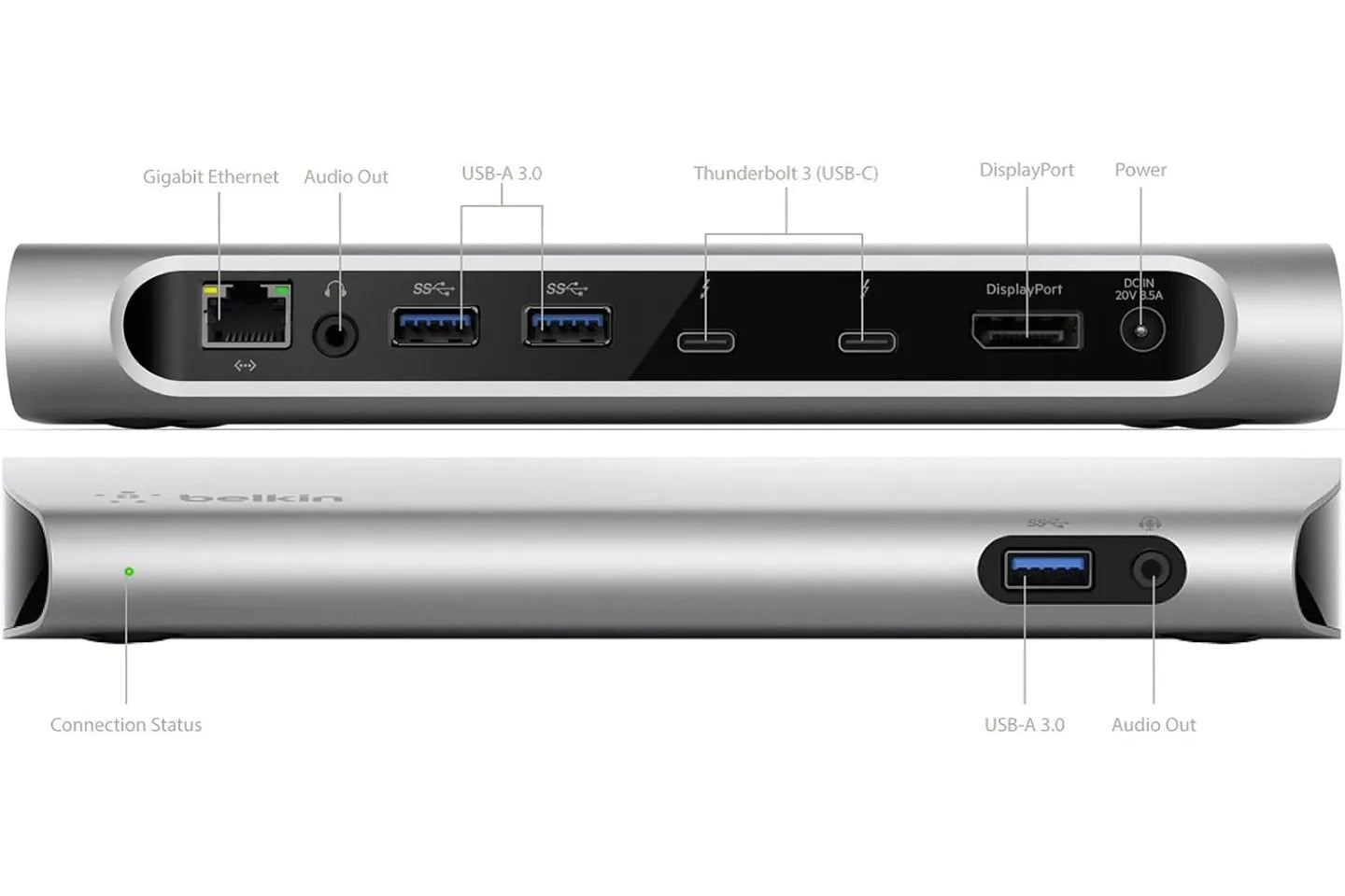 Belkin F4U095 Thunderbolt 3 Dock (Designed for MacBook Pro, 40 Gbps, 85W power, dual 4K 60Hz)