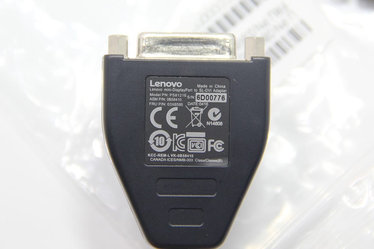 Lenovo ThinkStation Mini DisplayPort DP to Single link DVI-D Cable Adapter 03X6595 PS8121E 0B58410