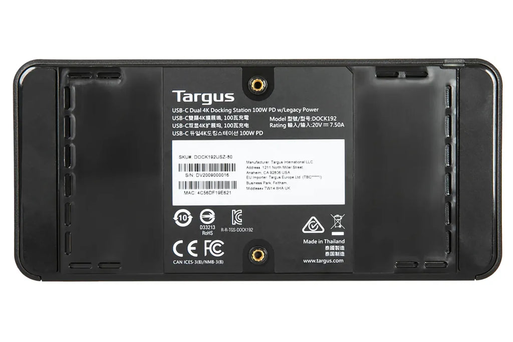 Targus DOCK192  USB-C Universal DV4K Docking Station 100W PD Power for Macos