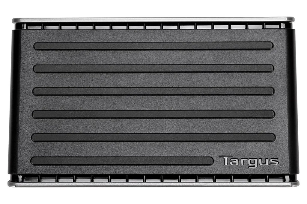 Targus full-featured C-type docking station DOCK410 with dual external monitors, USB 3.0 Gigabit Ethernet, and PD 60W power supply