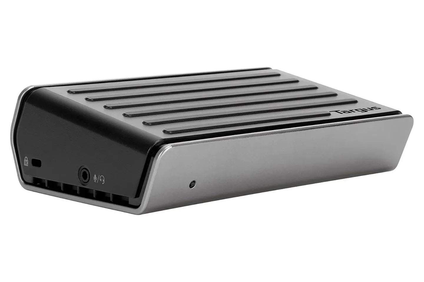 Targus full-featured C-type docking station DOCK410 with dual external monitors, USB 3.0 Gigabit Ethernet, and PD 60W power supply